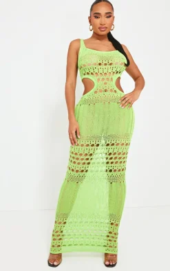 Shape Lime Knit Cut Out Maxi Dress