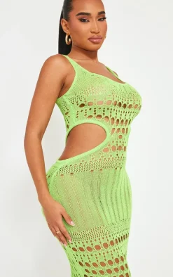 Shape Lime Knit Cut Out Maxi Dress