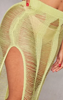 Shape Lime Knit Ladder Maxi Skirt