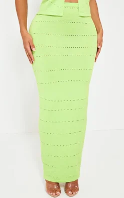 Shape Lime Knit Low Rise Maxi Skirt