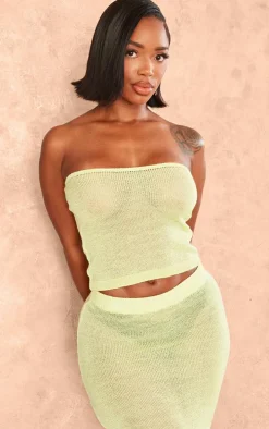 Shape Lime Knit Sheer Longline Bandeau Top