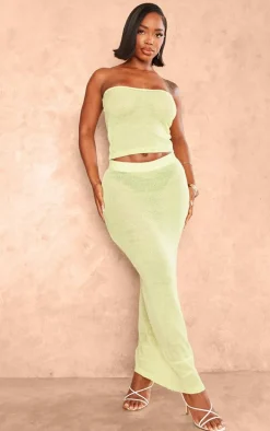 Shape Lime Knit Sheer Longline Bandeau Top
