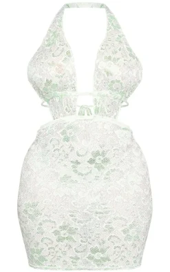 Shape Lime Lace Plunge Detail Mini Dress