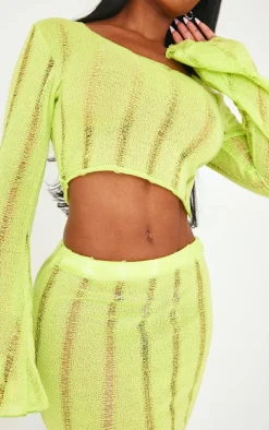 Shape Lime Ladder Knit Micro Mini Skirt