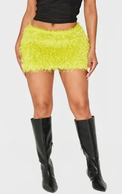 Shape Lime Low Rise Faux Leather Tassle Mini Skirt