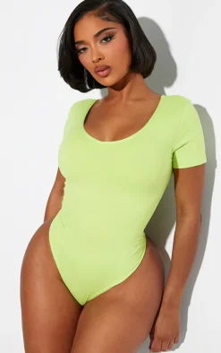 Shape Lime Sculpted V Neck Short Sleeve Bodysuit
