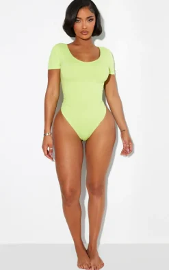 Shape Lime Sculpted V Neck Short Sleeve Bodysuit