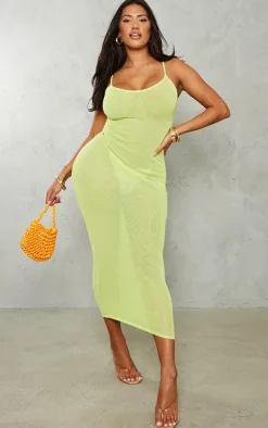 Shape Lime Sheer Strappy Maxi Dress