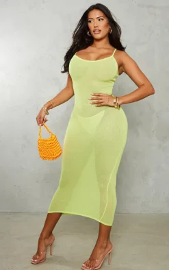 Shape Lime Sheer Strappy Maxi Dress