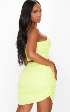 Shape Lime Woven Cut Out Corset Detail Bodycon Dress