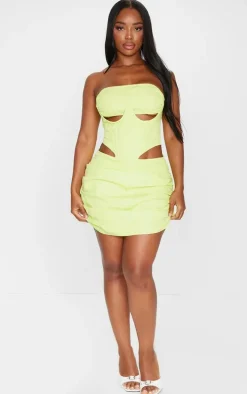 Shape Lime Woven Cut Out Corset Detail Bodycon Dress