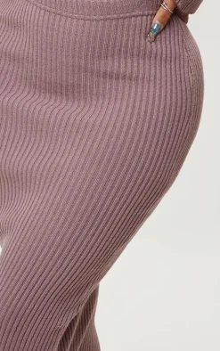 Shape Mauve Knit Ribbed Low Rise Maxi Skirt