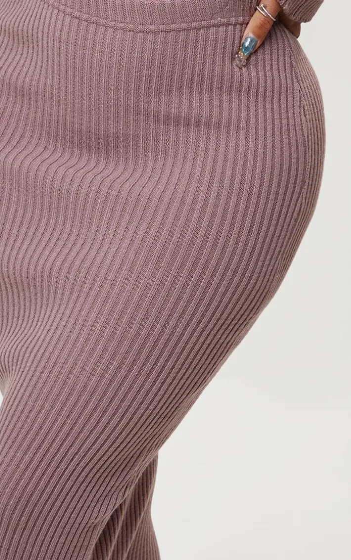 Shape Mauve Knit Ribbed Low Rise Maxi Skirt