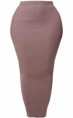 Shape Mauve Knit Ribbed Low Rise Maxi Skirt