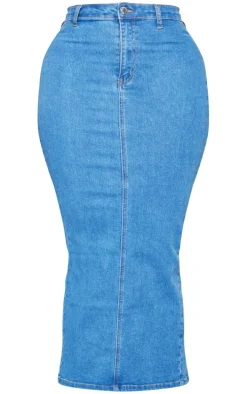 Shape Mid Blue Wash Denim Disco Midaxi Skirt