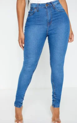 Shape Mid Wash High Waist Super Stretch Skinny Jeans