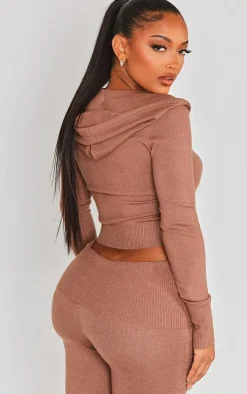 Shape Mocha Knit Zip Through Jacket