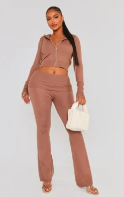 Shape Mocha Knit Zip Through Jacket