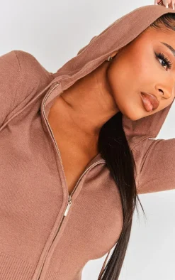 Shape Mocha Knit Zip Through Jacket