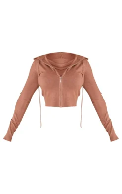 Shape Mocha Knit Zip Through Jacket