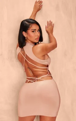 Shape Mocha Slinky Cut Out Back Bodycon Dress