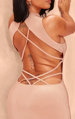 Shape Mocha Slinky Cut Out Back Bodycon Dress