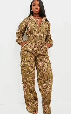 Shape Multi Camo Printed Elasticated Waist Jumpsuit