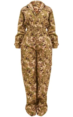Shape Multi Camo Printed Elasticated Waist Jumpsuit