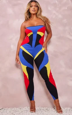 Shape Multi Colourblock Bandeau Jumpsuit