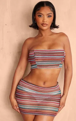Shape Multi Contrast Textured Mini Skirt