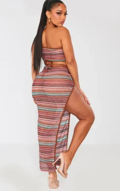 Shape Multi Crochet Contrast Binding Cut Out Maxi Dress