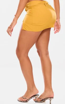 Shape Mustard Belted Utility Split Front Mini Skirt