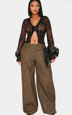 Shape Mustard Washed Faux Leather Wide Leg Pants