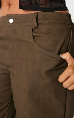 Shape Mustard Washed Faux Leather Wide Leg Pants