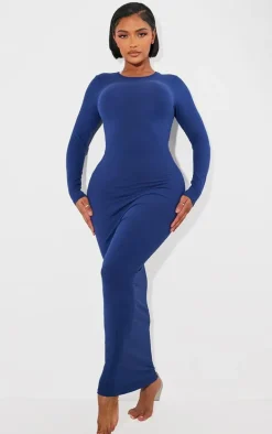 Shape Navy Sculpted Long Sleeve Maxi Dress