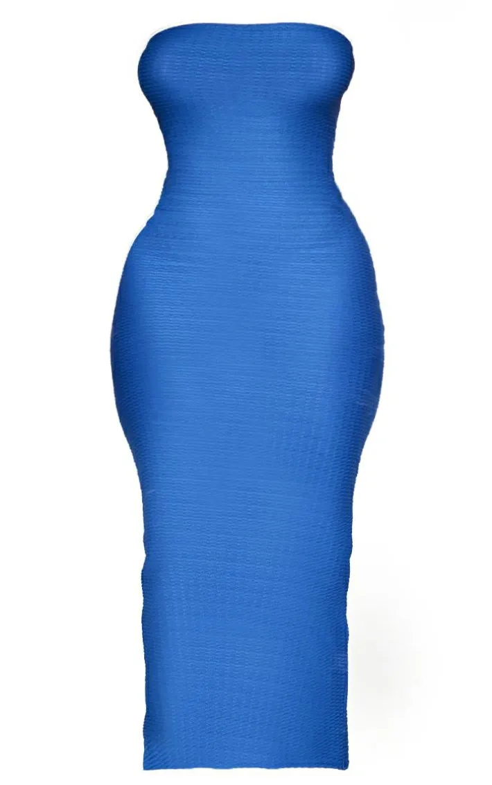 Shape Navy Textured Bandeau Midaxi Dress