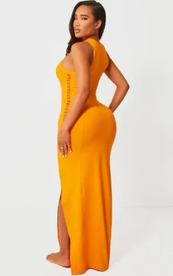 Shape Neon Orange Soft Sculpted Cut Out Side Maxi Dress