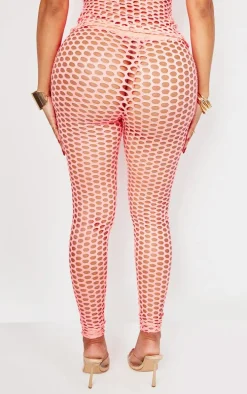 Shape Neon Pink Fish Net Leggings