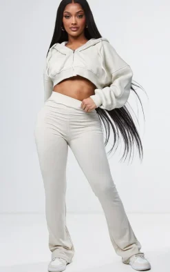 Shape Oatmeal Cotton High Waist Flared Pants