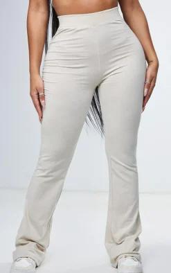 Shape Oatmeal Cotton High Waist Flared Pants