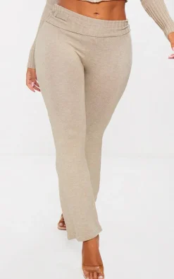 Shape Oatmeal Knit Foldover Flare Pants