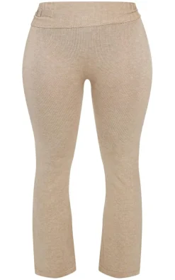 Shape Oatmeal Knit Foldover Flare Pants