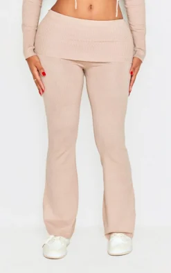 Shape Oatmeal Knit High Waist Foldover Waist Leggings