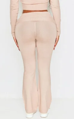 Shape Oatmeal Knit High Waist Foldover Waist Leggings