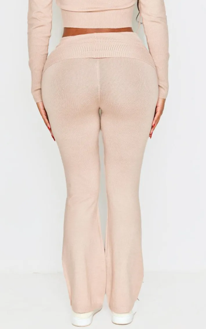 Shape Oatmeal Knit High Waist Foldover Waist Leggings