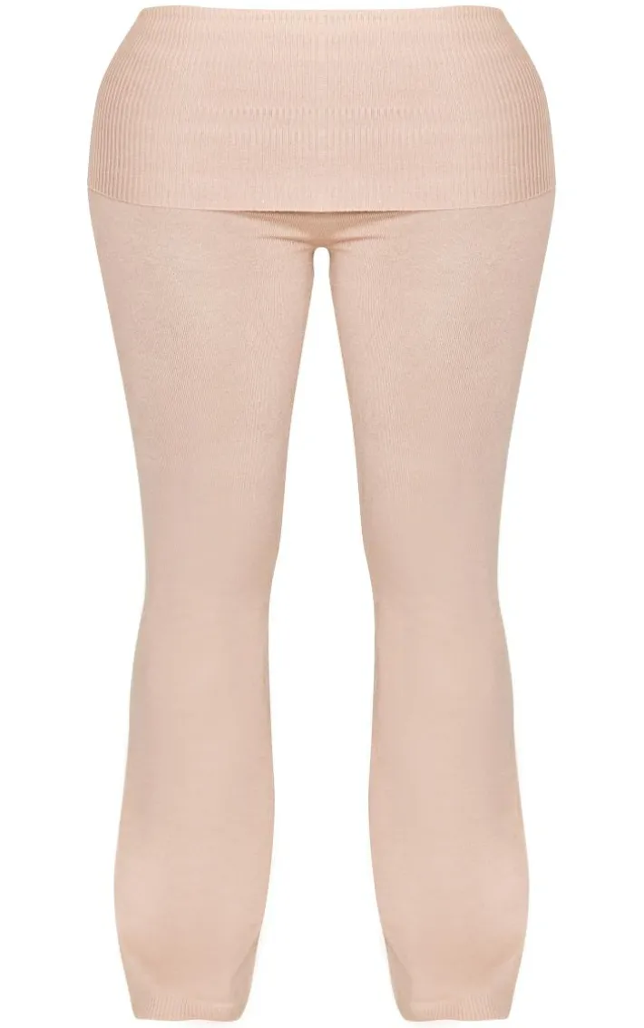 Shape Oatmeal Knit High Waist Foldover Waist Leggings