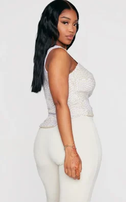 Shape Oatmeal Knit Lace Up Front Top