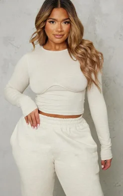 Shape Oatmeal Marl Underbust Long Sleeve Top