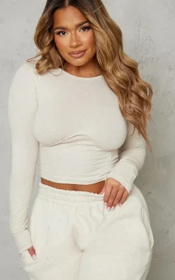 Shape Oatmeal Marl Underbust Long Sleeve Top