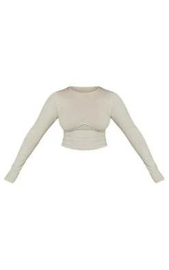 Shape Oatmeal Marl Underbust Long Sleeve Top
